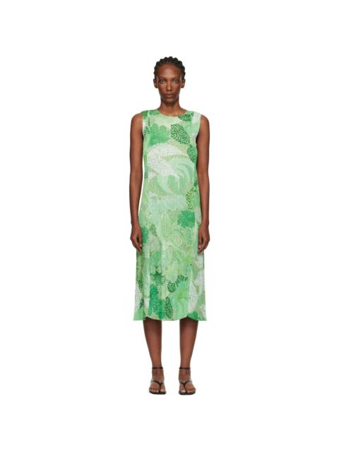 Pleats Please Issey Miyake Green Foggy Forest Maxi Dress