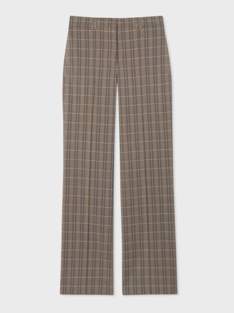 Paul Smith Taupe Check Flare Trousers
