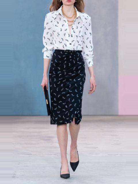 CAROLINA HERRERA Good Girl Shoe Print Crepe Knee-Length Skirt black/white