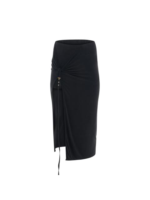 JACQUEMUS Pareo Croissant Buckle Slit Long Skirt in Black