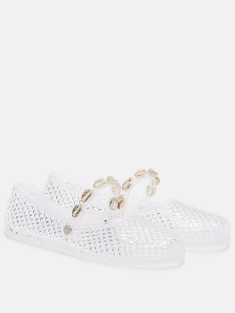 ANCIENT GREEK SANDALS Iro embellished fishnet ballet flats