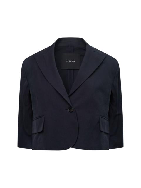 pushBUTTON Navy Check Cropped Cape Blazer