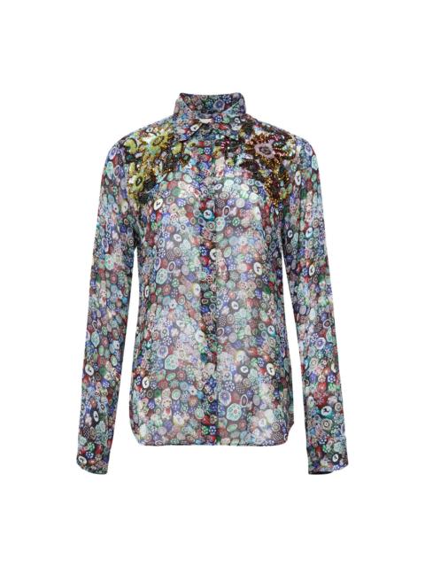 Dries Van Noten Embroidered Floral Print Fitted Shirt