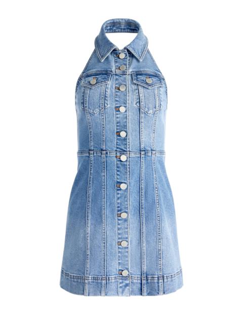 Alice + Olivia KENDALL DENIM HALTER MINI DRES