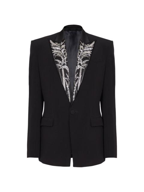 Bamboo-embroidered single-breasted blazer