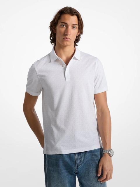 MICHAEL KORS Greenwich Signature Logo Print Cotton Polo Shirt