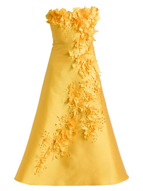 BADGLEY MISCHKA Women's Floral Applique Strapless Cocktail Dress - Marigold