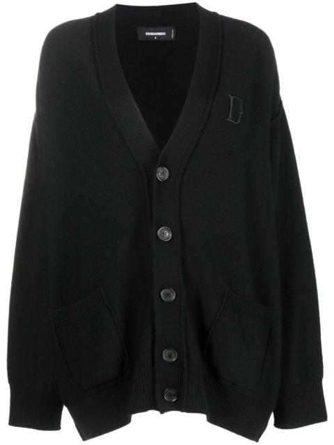 DSQUARED2 embroidered-logo virgin wool cardigan