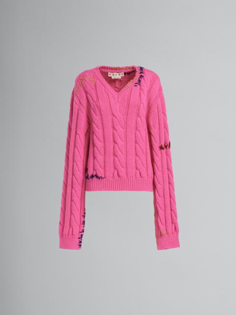Marni FUCHSIA CABLE-KNIT SWEATER