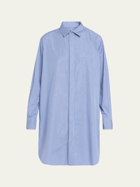 sacai Pleated Sides Striped Poplin Shirtdress