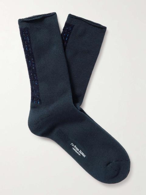 Blue Blue Japan Fleece-Trimmed Cotton-Blend Socks