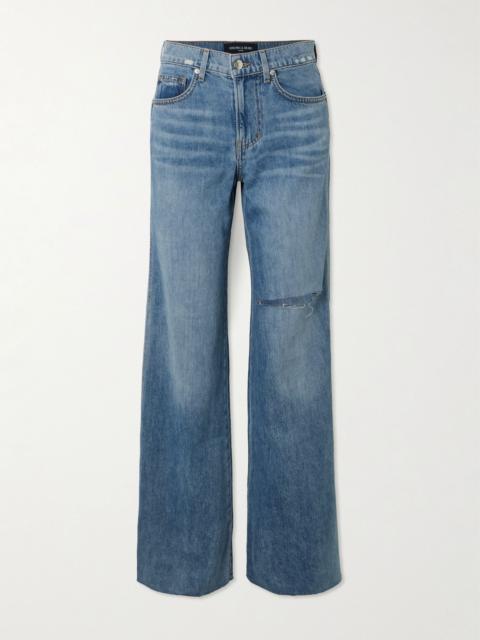 VERONICA BEARD Kasey frayed mid-rise wide-leg jeans Light denim