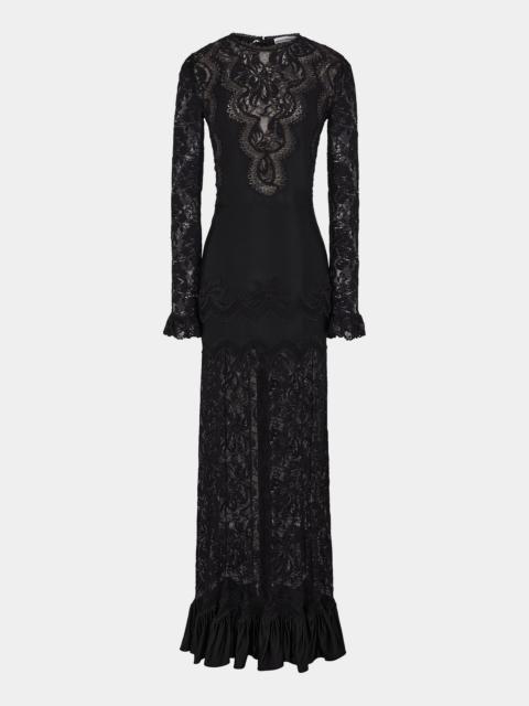 rabanne LONG BLACK DRESS IN LACE