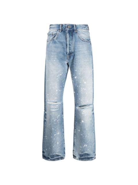paint-splatter straight jeans