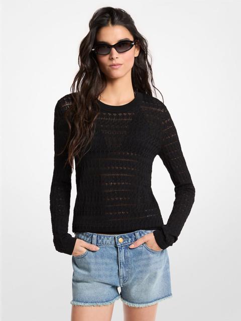 MICHAEL KORS Pointelle Stretch Knit Sweater