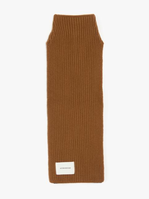 Victoria Beckham Knitted Polo Neck Scarf In Camel-Navy