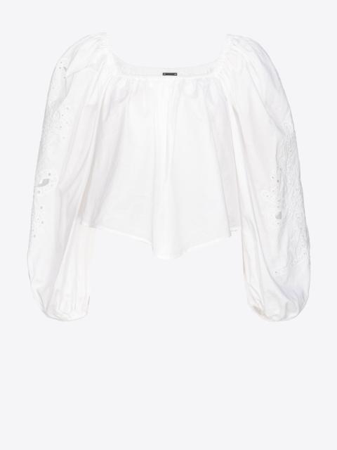 PINKO SHORT BLOUSE WITH BRODERIE ANGLAISE