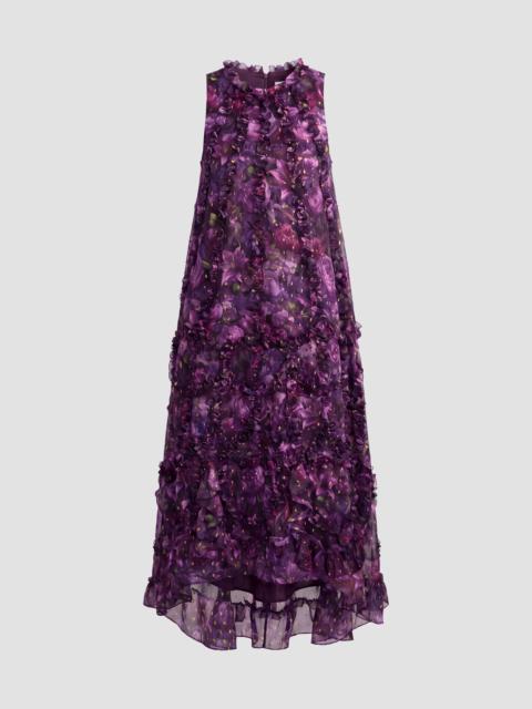 MAC DUGGAL Women's Cocktail Floral Ruffled Sleeveless High-Low Gown - Purple Multi