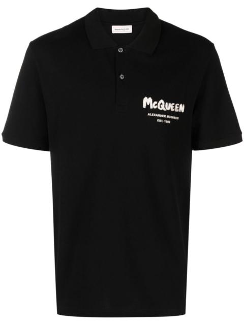 Graffiti logo-embroidered polo shirt