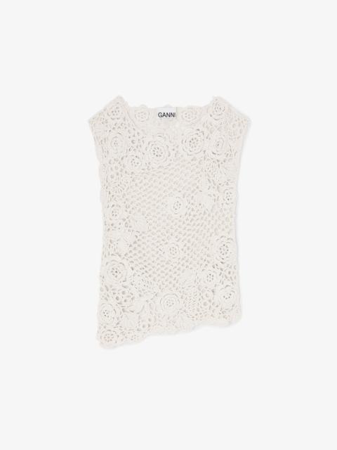 GANNI KNIT TOP IN COTTON CROCHET
