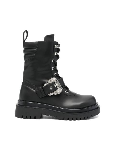VERSACE JEANS COUTURE buckled lace-up combat boots