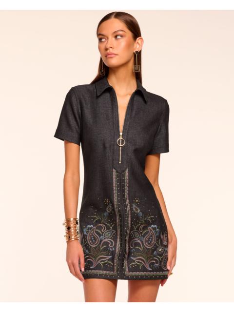 RAMY BROOK Kristen Embroidered Denim Mini Dress