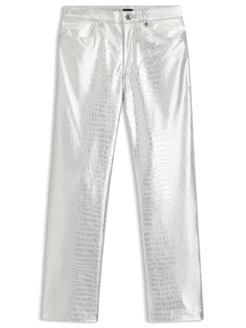 BOSS STRAIGHT-LEG TROUSERS IN CROCODILE-EMBOSSED FAUX LEATHER