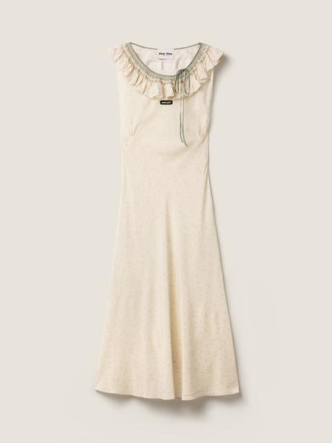 Miu Miu Embroidered marocain crepe dress