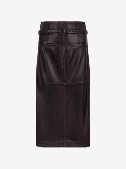 AMI Paris belted leather midi skirt