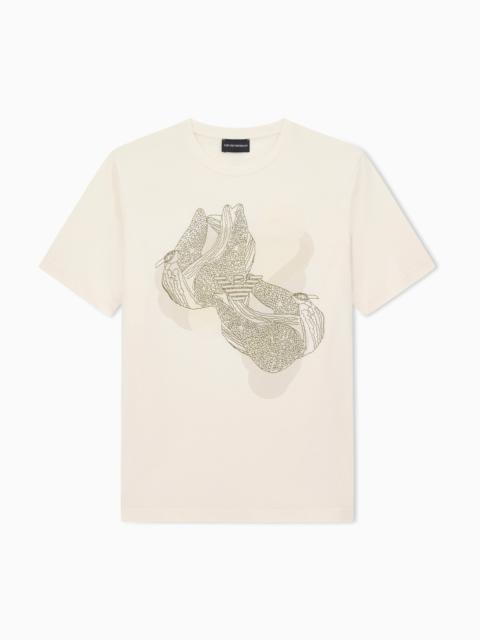 EMPORIO ARMANI JERSEY T-SHIRT WITH EMBROIDERY AND PRINT
