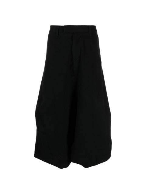 drop-crotch wide-leg cropped trousers