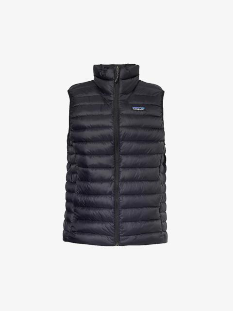 Padded high-neck recycled-nylon down gilet