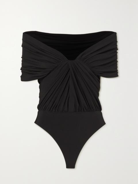 BRANDON MAXWELL Elizabeth Off-the-shoulder Draped Stretch-jersey Bodysuit