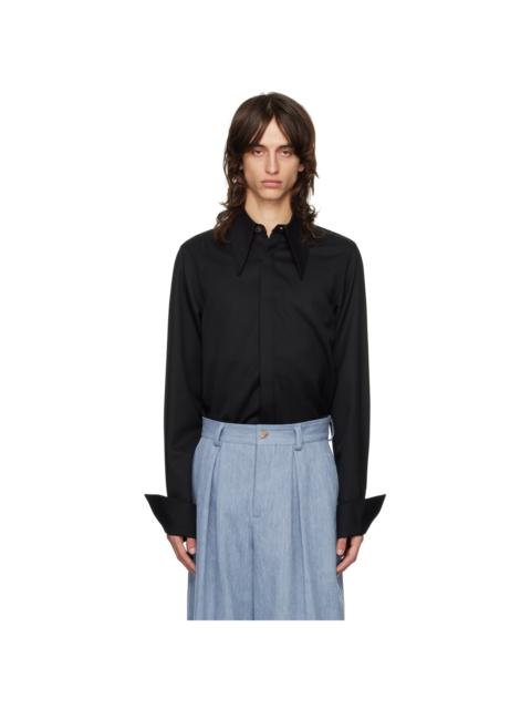 KING & TUCKFIELD Black Pointed Collar Long Line Shirt