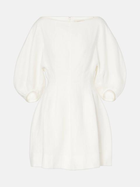 FAITHFULL Puff-sleeve linen minidress