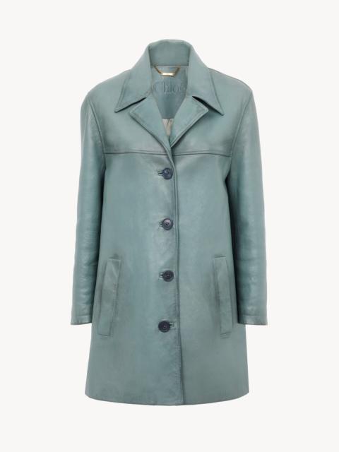 SINGLE-BREASTED LONG JACKET IN LEATHER