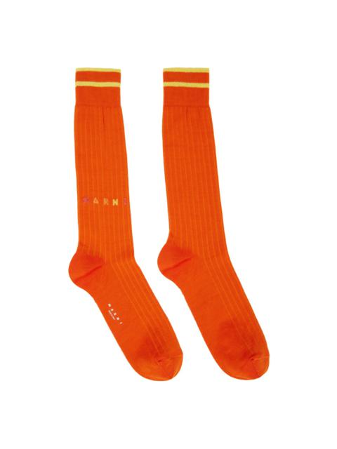 Marni Orange Striped Socks