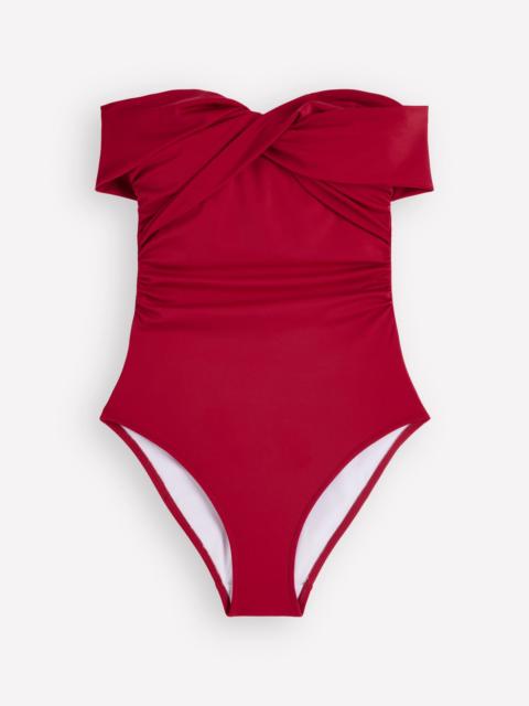BODEN Bardot Wrap Swimsuit-Merida Red