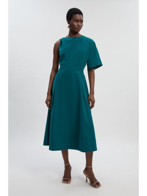 KAREN MILLEN Petite Soft Tailored Trim Detail Full Skirt Midi Dress