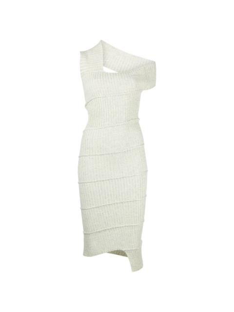 asymmetric knitted midi dress