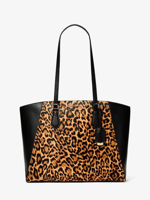 MICHAEL KORS Taryn Large Leopard Print Calf Hair Tote Bag
