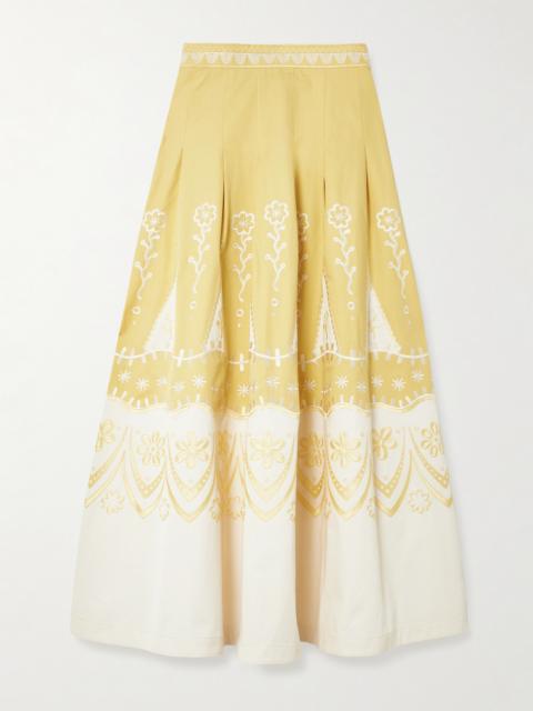 EMPORIO SIRENUSE Amelianna Embroidered Cotton Maxi Skirt