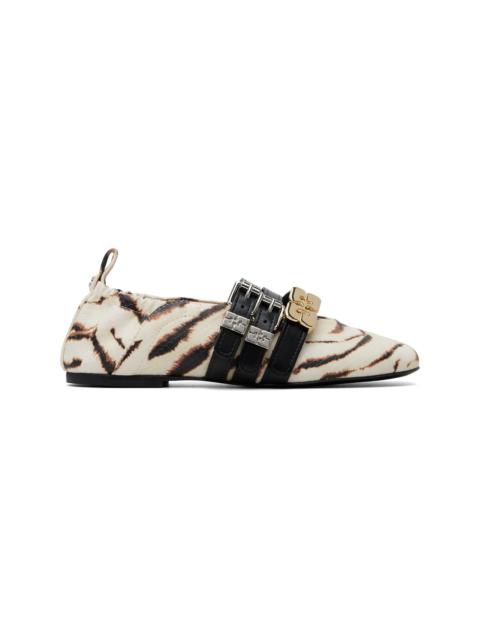GANNI Off-White & Black Sue Triple Zebra Ballerina Flats