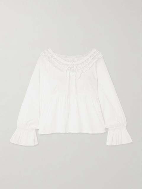 POSSE Danielle Lace-trimmed Cotton Blouse