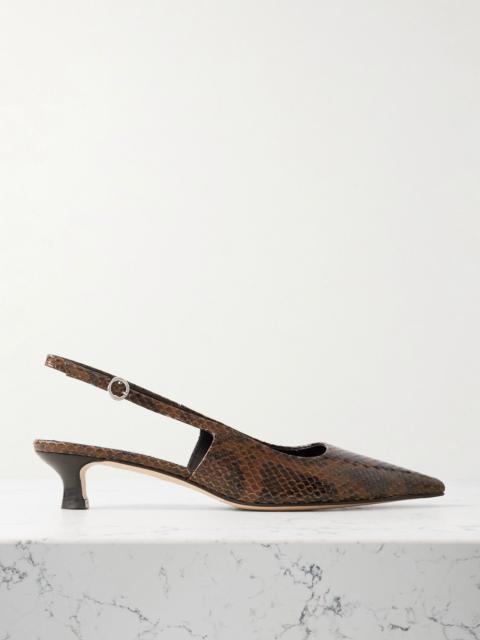 Aeyde Catrina snake-effect leather slingback pumps Brown