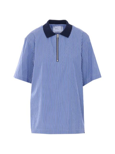 sacai striped zip polo shirt