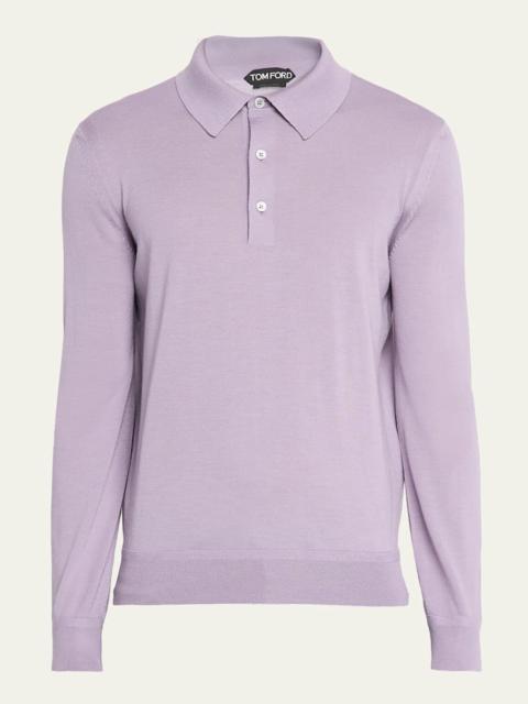 TOM FORD Men's Cashmere and Silk Long-Sleeve Polo Sweater