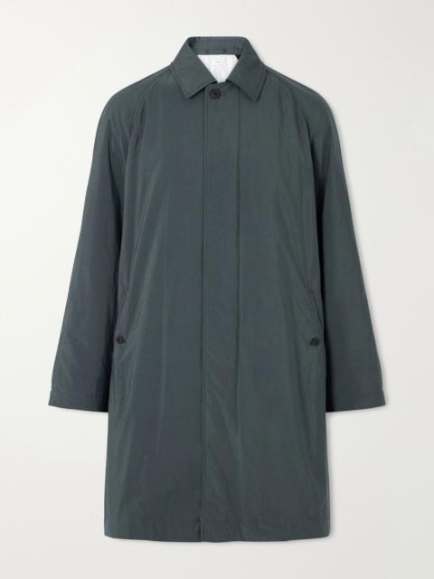 ATON Balmacaan Padded Satin Coat Green