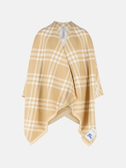 Burberry 'CHECK TRIBAR' BEIGE WOOL AND SILK CAPE
