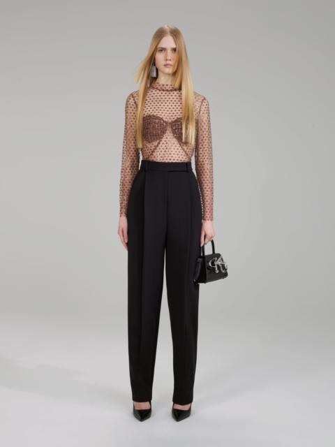 self-portrait Dot Sequin Mesh Long Sleeve Top